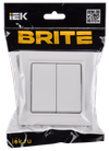 BRITE Выключатель 2-клавишный 10А в сборе ВСР10-2-0-БрАБ арктический белый IEK1