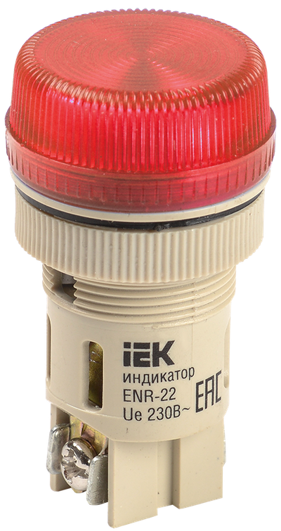 Лампа ENR-22 сигнальная d22мм красный неон/240В цилиндр IEK