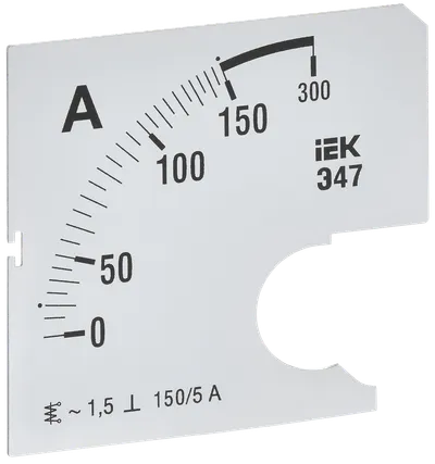 Шкала сменная для амперметра Э47 150/5А класс точности 1,5 72х72мм IEK