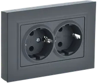 BRITE Double socket with ground without shutters 16A with frame PC12-3-BrG graphite IEK