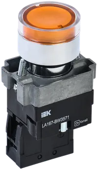 Кнопка управления LA167-BW3571 d=22мм RC 1з с подсветкой желтая IEK