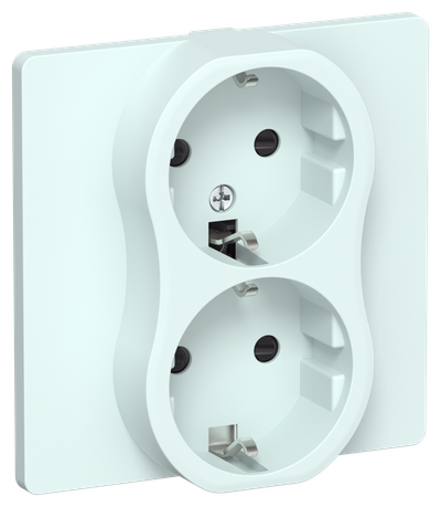 FLITE Розетка 2-местная с заземлением с защитными шторками безвинтовое крепление 16А РСш12-1-К-ФлХЛ холодный лед IEK