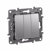 ETIKA Выключатель 3клавишный 10А алюминий