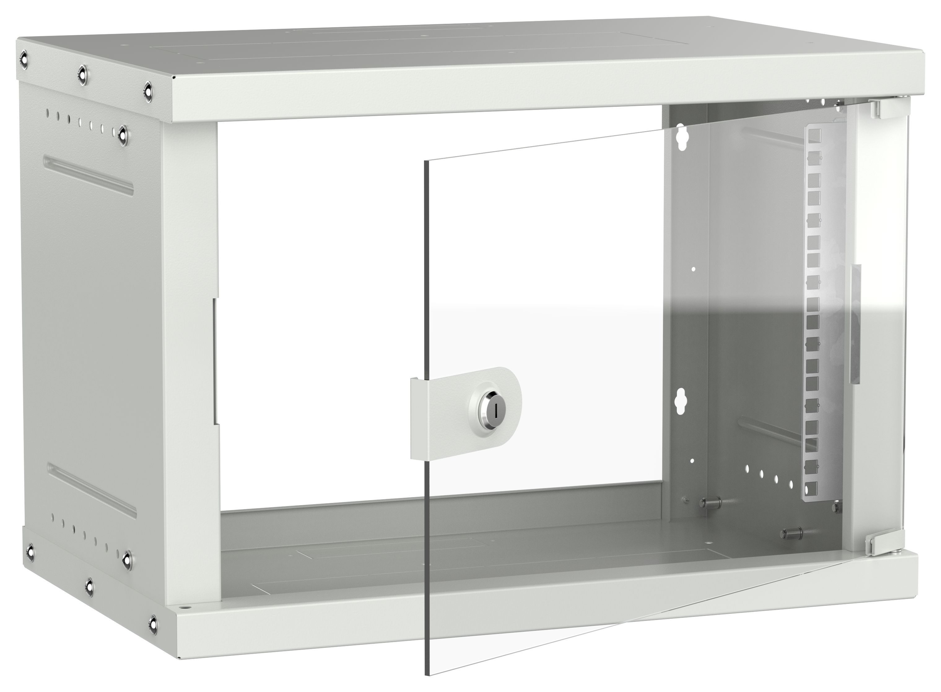 Шкаф настенный 19" 6U 550х350мм стеклянная дверь серый GENERICA (LWE3-06U53-GF-G)
