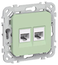 FLITE Розетка 2-местная RJ45/RJ11 категория 5Е/3 UTP РКТ5е/3-2-0-ФлФ фисташковый IEK
