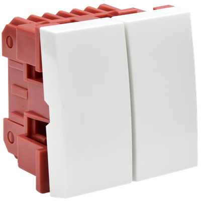 ВК4-22-00-П Выключатель проходной (переключатель) двухклавишный (на 2 модуля) белый IEK