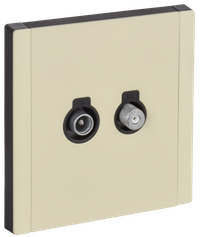 FORTE&PIANO Розетка двойная TV+SAT FP838M металл серый сланец IEK