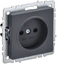 BRITE 1-gang socket without earthing with protective shutters 10A RSsh10-2-BrG graphite IEK