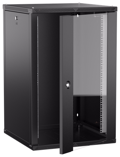 ITK LINEA W Шкаф настенный 18U 600х600мм дверь стекло черный 2.0
