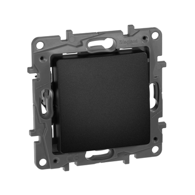 ETIKA Переключатель 1-клавишный самовозвратный схема 6Р 6А безвинтовые зажимы антрацит