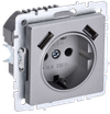 BRITE Розетка 1-местная с заземлением с защитными шторками 16А с USB A+A 5В 2,1А РЮш10-1-БрА алюминий IEK0