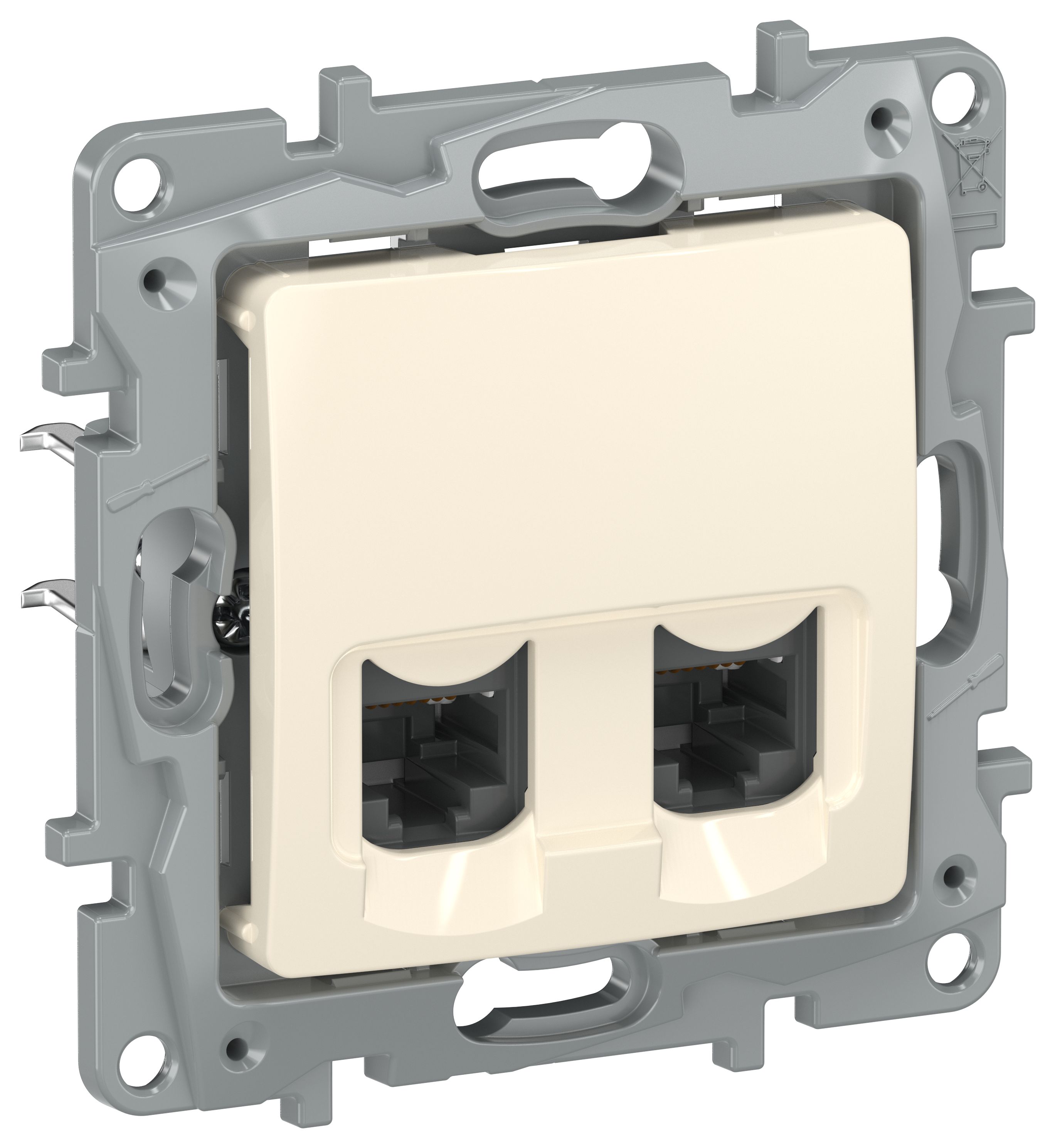 IEKETIKA Розетка компьютерная двойная RJ45 категория 6 UTP 6723541 слоновая кость IEK