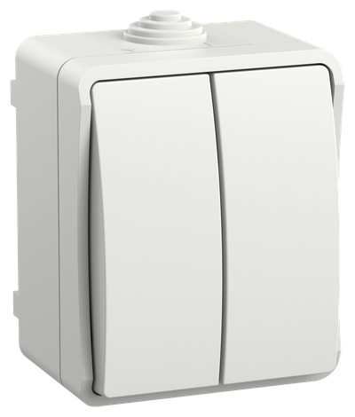 FORS Выключатель 2-клавишный для открытой установки 10А IP54 ВС20-2-0-ФБ белый IEK