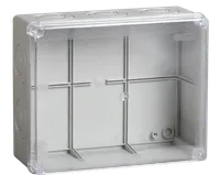 KM41275 pull box for surface installation 240x195x90 mm IP44 (RAL7035, transparent cover, cable glands 5 pcs.)