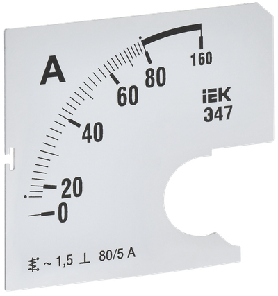 Шкала сменная для амперметра Э47 80/5А класс точности 1,5 72х72мм IEK