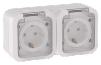 TORS Розетка 2-местная горизонтальная 16А IP55 TS322 белый IEK