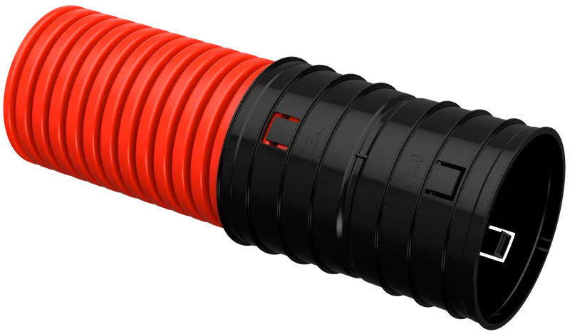 Corrugated double-wall HDPE pipe d=140mm red (50 m) IEK with a broach tool