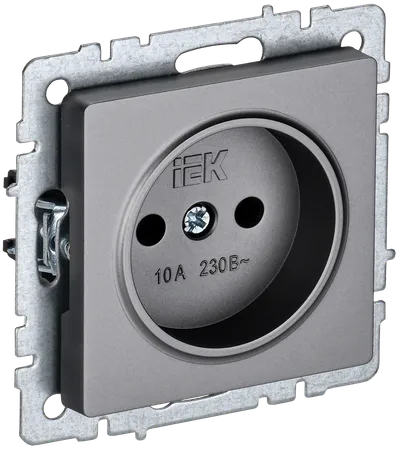 BRITE Socket without ground without shutters 10A PC10-1-0-BrS steel IEK