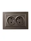 BRITE 2-gang socket without earthing without protective shutters 10A, complete RS12-2-BrTB dark bronze IEK2