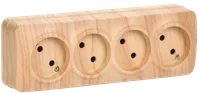RS24-2-XC Quadruple socket without grounding contact 16A with opening installation GLORY (pine) IEK