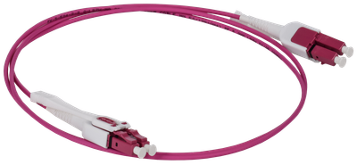 ITK Шнур оптический коммутационный соединительный (патч-корд) для многомодового кабеля (MM) 50/125 (OM4) LC/UPC-LC/UPC Duplex разъёмы uniboot push-pull LSZH 1м