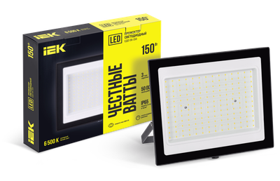 Прожектор СДО 06-150 светодиодный черный IP65 6500 K IEK