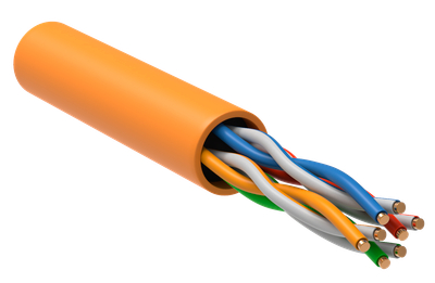 ITK Витая пара U/UTP кат.5E 4х2х24AWG solid LSZH нг(А)-HF оранжевый (305м) РФ/Т