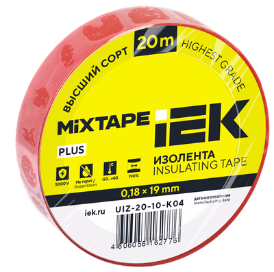 MIXTAPE PLUS Изолента 0,18х19мм красная 20м IEK