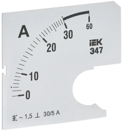 Replaceable scale for ammeter E47 30/5A accuracy class 1.5 72x72mm IEK