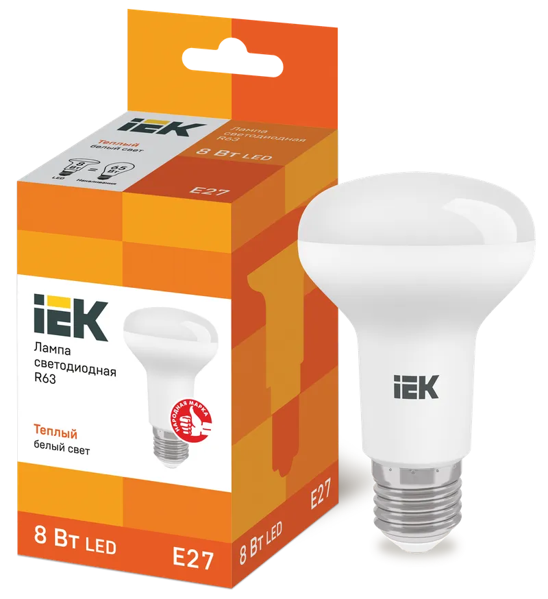 LED lamp R63 reflector 8W 230V 3000k E27 IEK