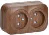 RSSh22-2-XD Double socketwithout grounding contact with protrctive shutter 10A open installation GLORY (oak) IEK0