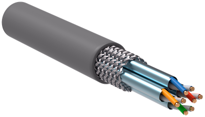 ITK Витая пара S/FTP кат.6A 4х2х23AWG solid LSZH нг(А)-HF серый (305м)