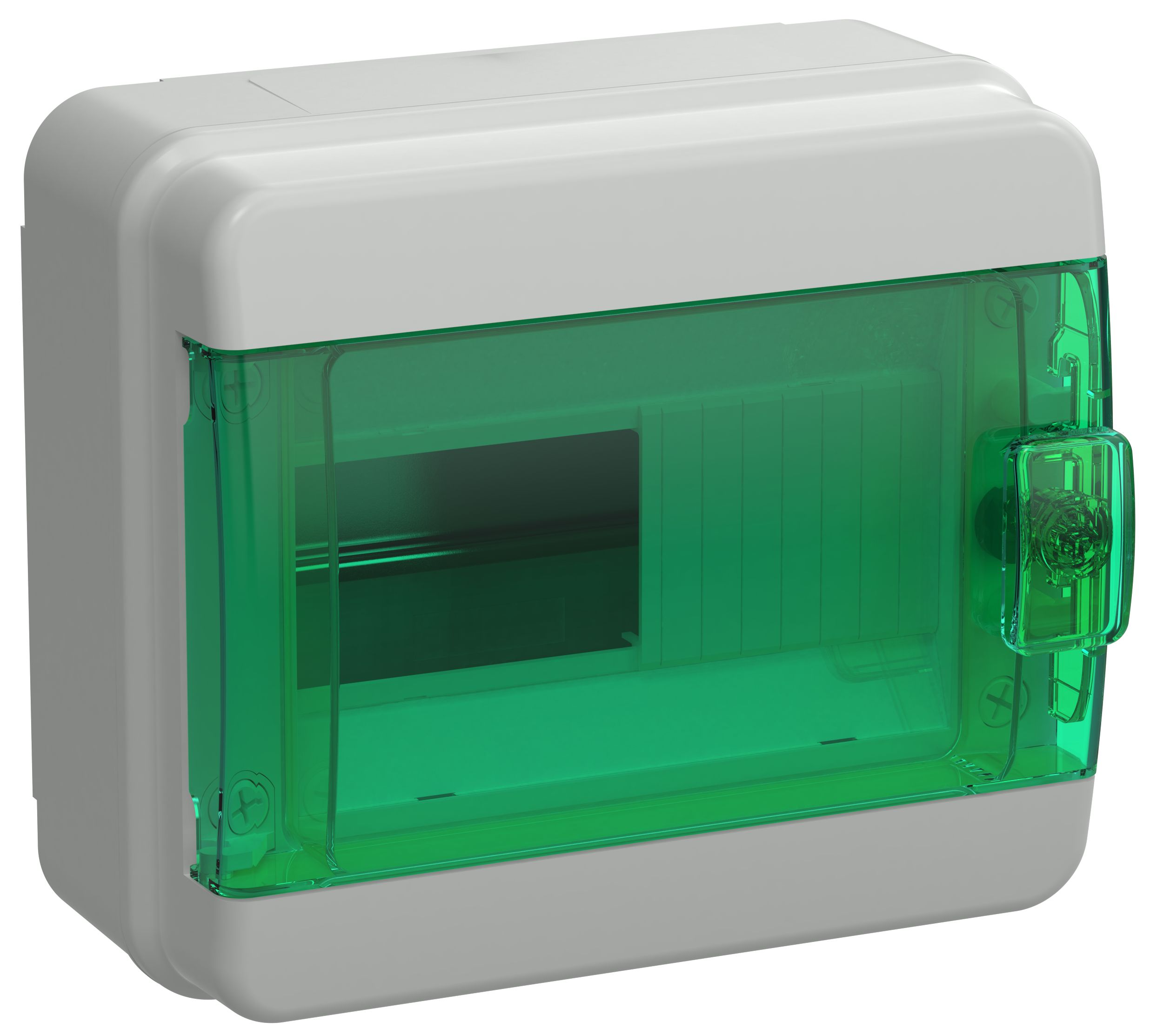 TEKFOR Корпус пластиковый КМПн-8 IP65 зеленая прозрачная дверь IEK (TF5-KP72-N-08-65-K03-K06)