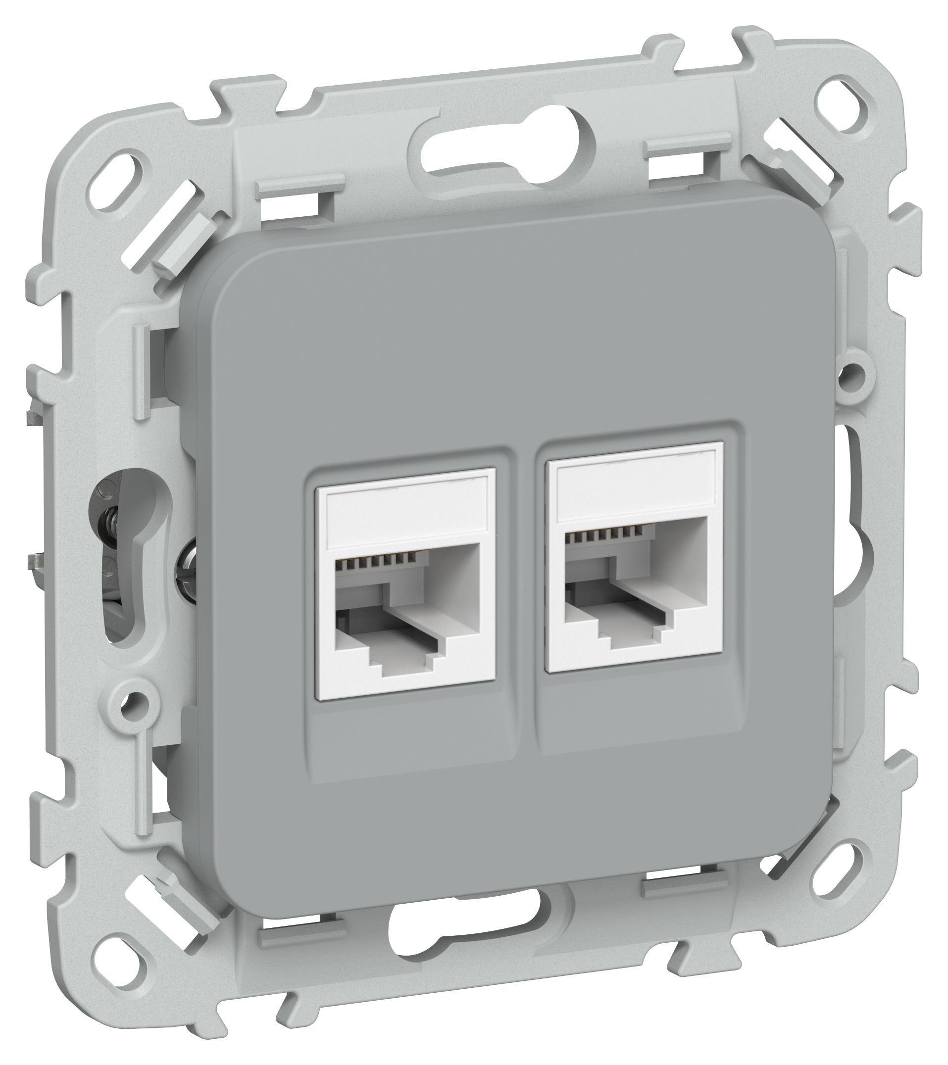FLITE Розетка 2-местная RJ45/RJ11 категория 6/3 UTP РКТ6/3-2-0-ФлС серый IEK