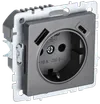 BRITE Socket outlet 1-gang with earthing with protective shutters 16A with USB A+C 18W RUSh11-1-BrS steel IEK0