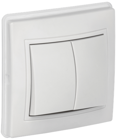 KVARTA Выключатель 2-клавишный 10А IP44 ВС10-2-0-КБ-44 белый GENERICA
