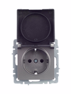 BRITE Розетка 1-местная с заземлением с защитными шторками и крышкой 16А IP20 РСбш10-3-БрС сталь IEK8