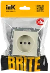 BRITE Socket 1-gang without earthing with protective shutters 10A RSsh10-2-BrKr beige IEK1