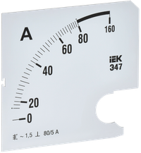 Шкала сменная для амперметра Э47 80/5А класс точности 1,5 96х96мм IEK