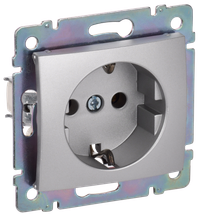 VALENA Розетка 1-местная с заземлением с защитными шторками 16А алюминий