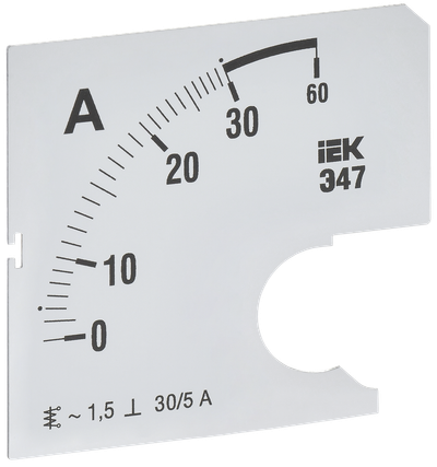 Шкала сменная для амперметра Э47 30/5А класс точности 1,5 72х72мм IEK