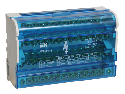 Шины на DIN-рейку в корпусе (кросс-модуль) ШНК 4х15 3L+PEN IEK