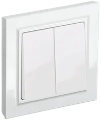 BRITE Double-button switch with frame 10A VCP10-2-0-BrB white IEK