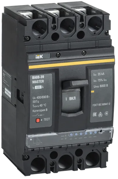 Выключатель автоматический ВА88-39 3Р 630А 35кА MASTER с электронным расцепителем IEK