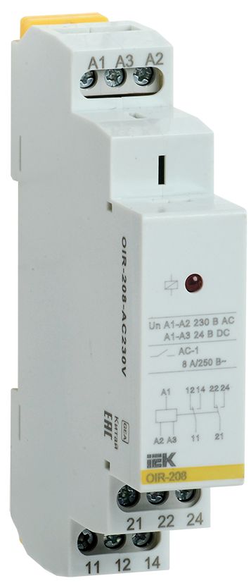 Реле промежуточное модульное OIR 2 контакта 8А 230В AC IEK (OIR-208-AC230V)