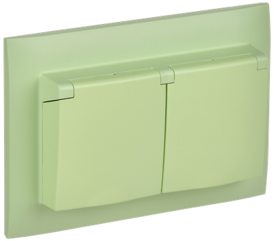 SKANDY Розетка 2-местная и крышкой 16А в сборе IP44 SK-R12G мятный IEK