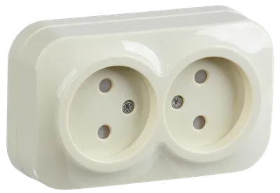 RSSh22-2-XK Double socketwithout grounding contact with protrctive shutter 10A open installation GLORY (cream) IEK