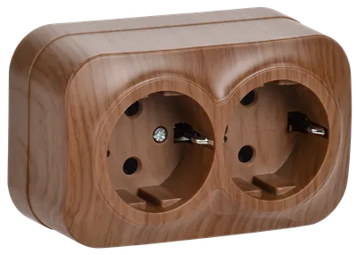 RS22-3-XD Double socket with grounding contact 16Awith opening installation GLORY (oak) IEK
