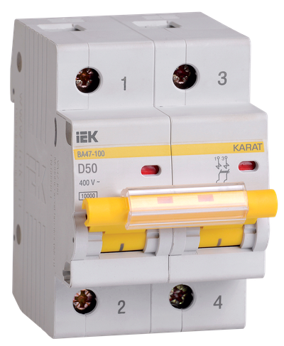 KARAT Автоматический выключатель ВА47-100 2P D 50А 10кА IEK