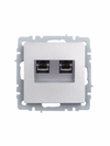 BRITE Розетка двойная RJ11+RJ45 кат.5E РК/Т12-БрА алюминий IEK1